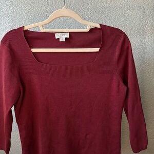 🐞3/$30 item! LOFT Red square Neck Silk Fine Knit